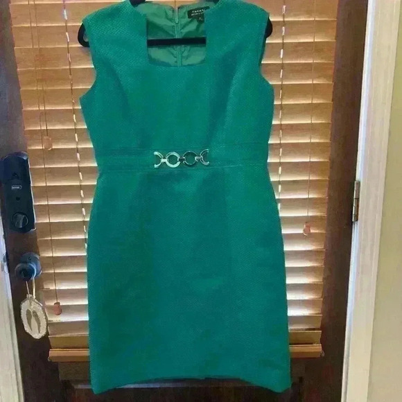 Tahari ASL Levine Jacquard Textured Square Neck Sheath Dress Size 10 Careerwear - Picture 9 of 13